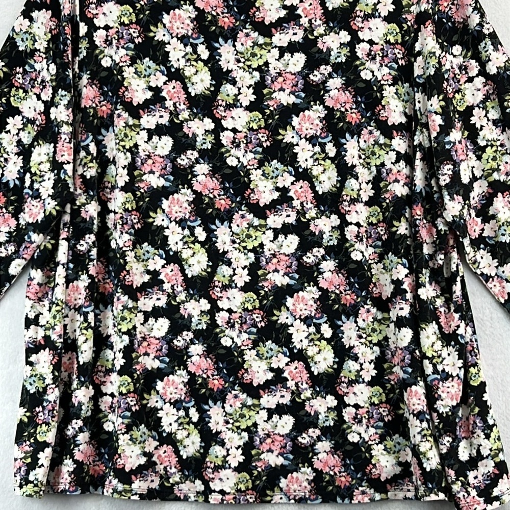 J. Jill Wearever 3/4 Sleeve Tee / Top Sz 2X Black Floral Print Rayon/Spandex EUC - Picture 4 of 10